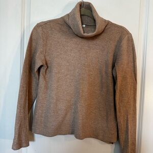 Aritzia Babaton Taupe Brown Cotton Blend Soft Turtleneck Sweater, Size XS